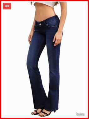 Women's Super Low Rise Bootcut Jeans Stretch Denim Y2K Pants